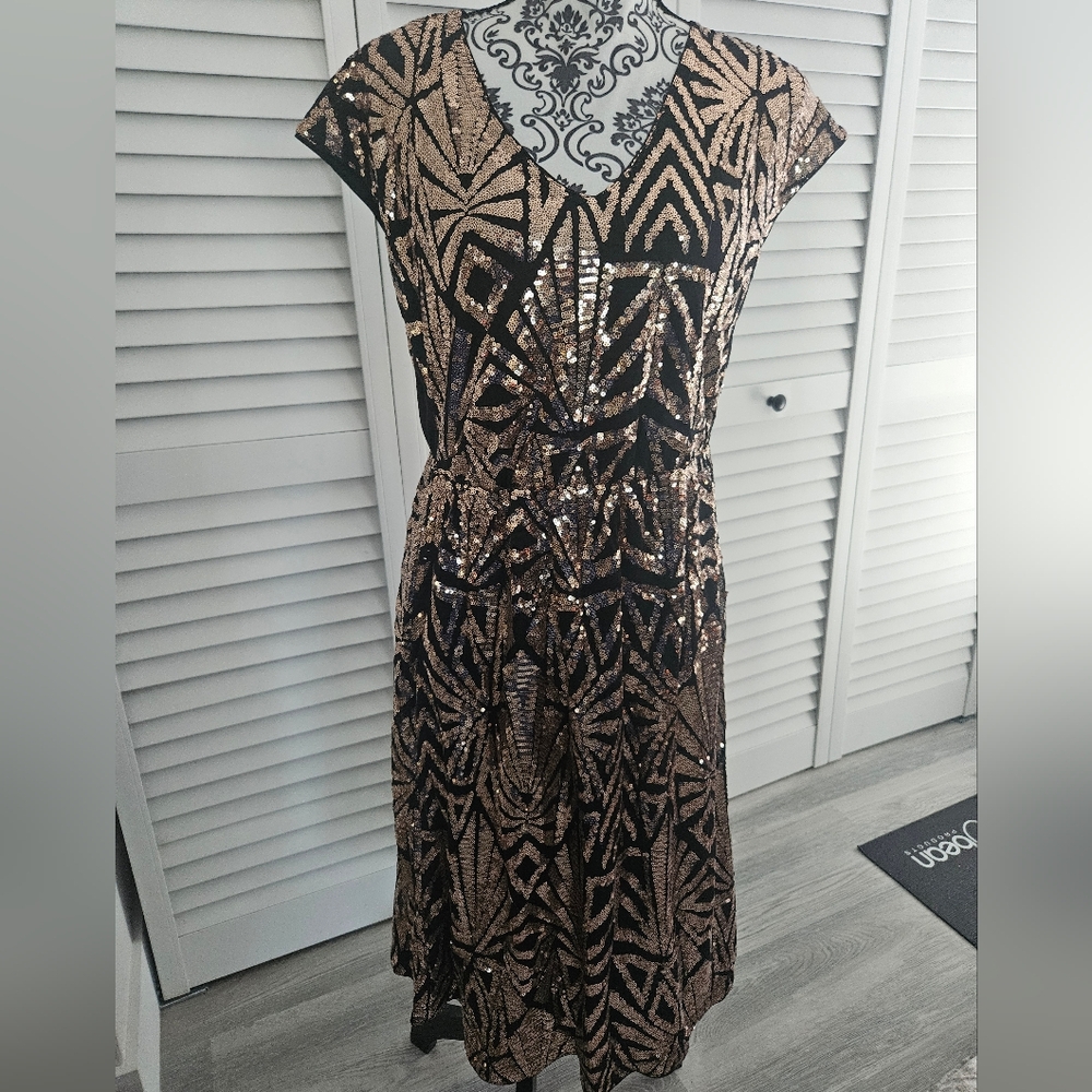 BloomChic Black and Gold Sequin Dress